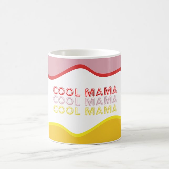 Mug Ondes rétro 'Mama Cool' aux couleurs vives (Centre)