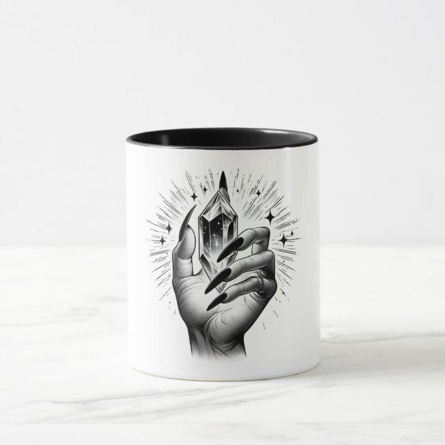 Mug Ongles Noirs Longs & Magie de l'Énergie Cristallin (Centre)