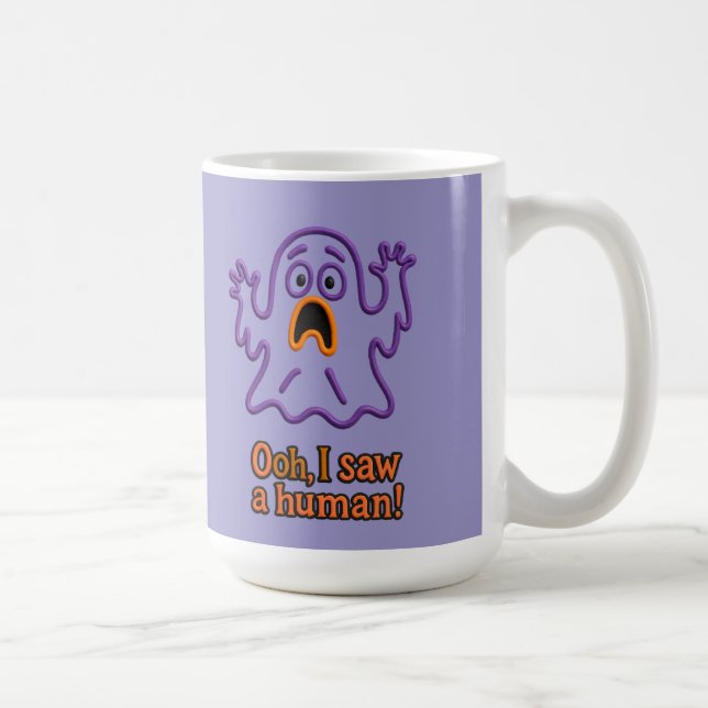 Mug Oooh, j'ai vu un humain ! – Fantôme drôle d'Hallow (Droite)