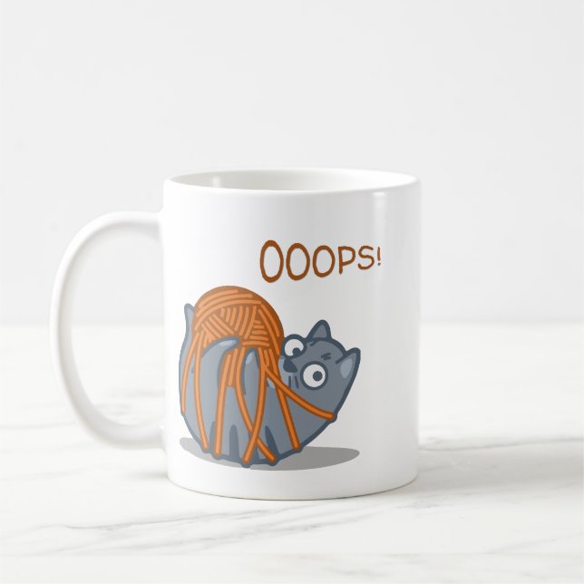 Mug OOOPS ! Drôle Chat Mignonne Joue Avec Boule En Fil (Gauche)
