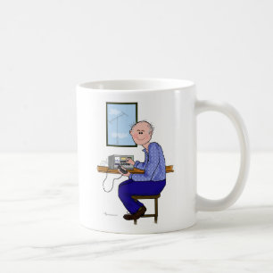 Mug Opérateur masculin gris presque chauve de jambon