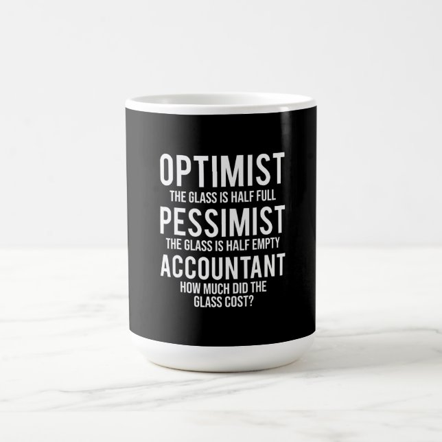 Mug Optimiste comptable pessimiste costume de verre ca (Centre)