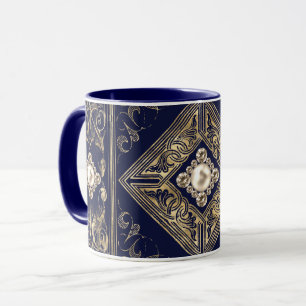 Mug Opulence ornée   Flouris bleu et or bijoux
