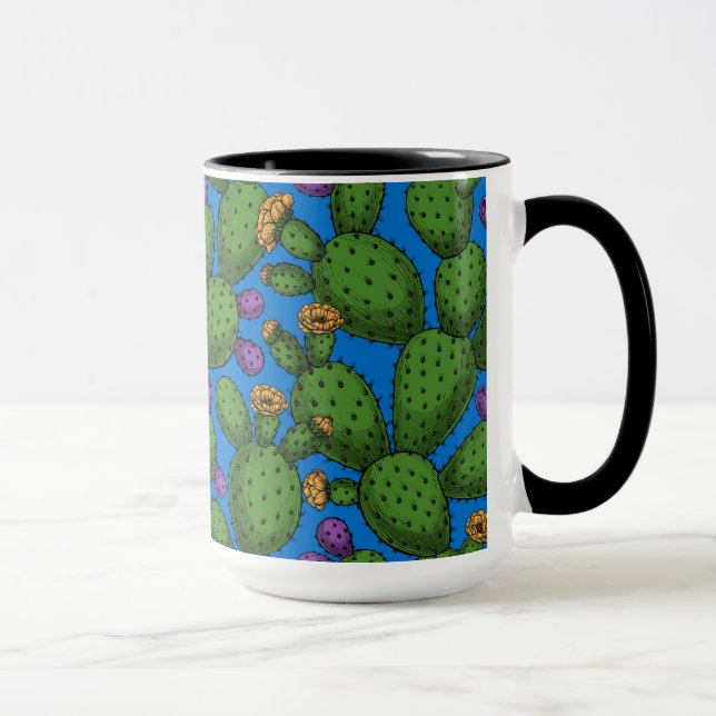 Mug Opuntie de floraison en bleu (Droite)