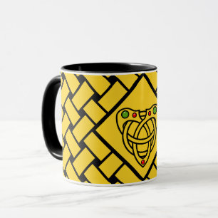 Mug Or/aqua/bandes noires/armure, noeud celtique de