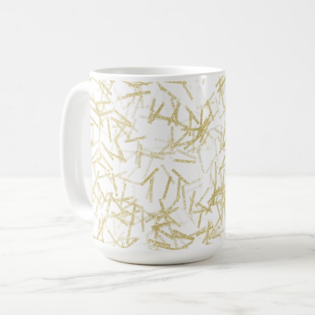 Mug Or Blanc Glam Paillettes Étincelantes (Devant gauche)