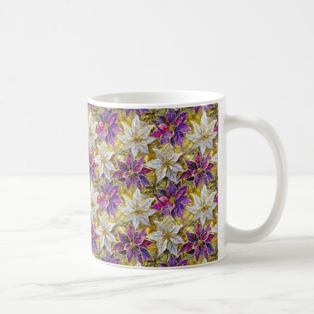 Mug Or Blanc Rose Violet Noël Poinsettias (Droite)