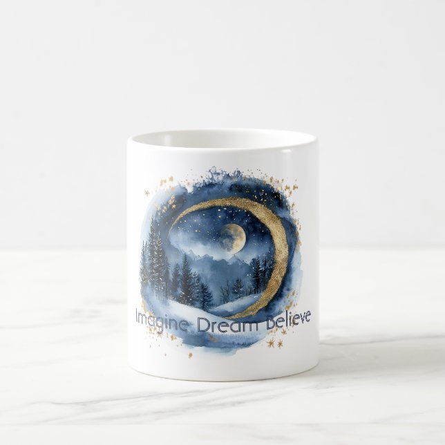 Mug Or Bleu Arbres Imaginez Rêve Croyez   (Centre)