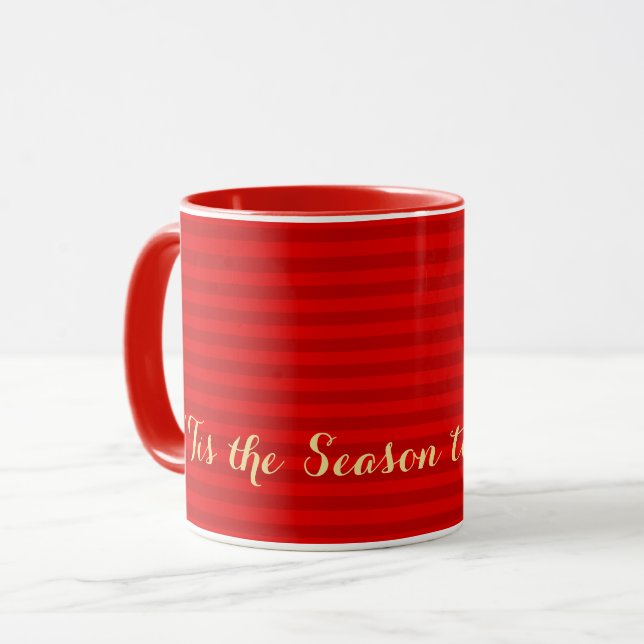 Mug Or cette saison être Jolly Noël Red Stripes (Devant gauche)