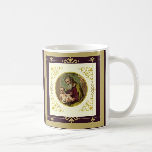 Mug Or décoratif de Jésus de St Joseph et d'enfant (Droite)