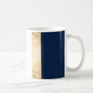 Mug or élégant de faux, bleu marine, rayures blanches