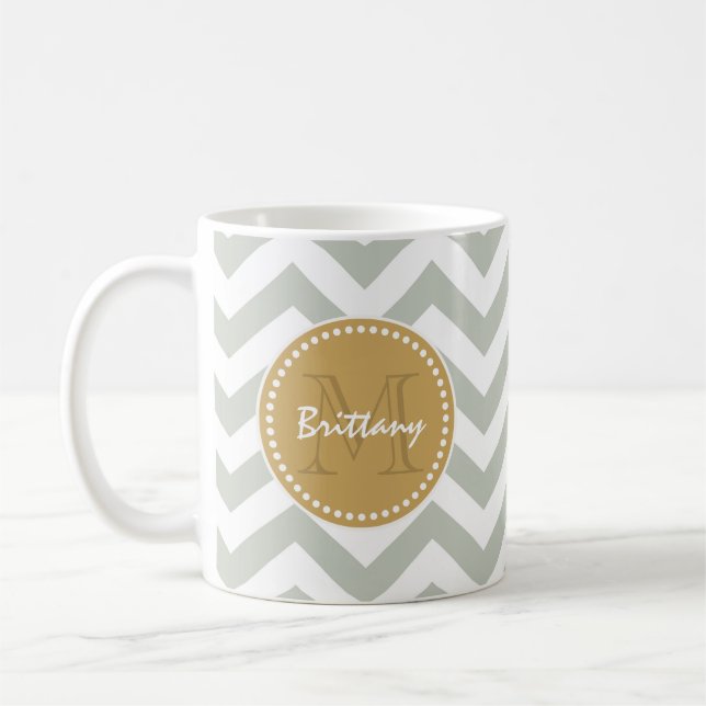 Mug Or et monogramme de Chevron et fait sur commande (Gauche)