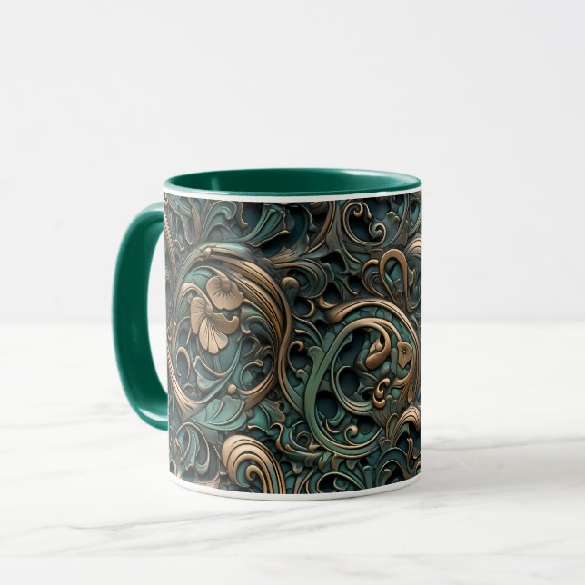 Mug Or Et Turquoise Embossés (Devant gauche)