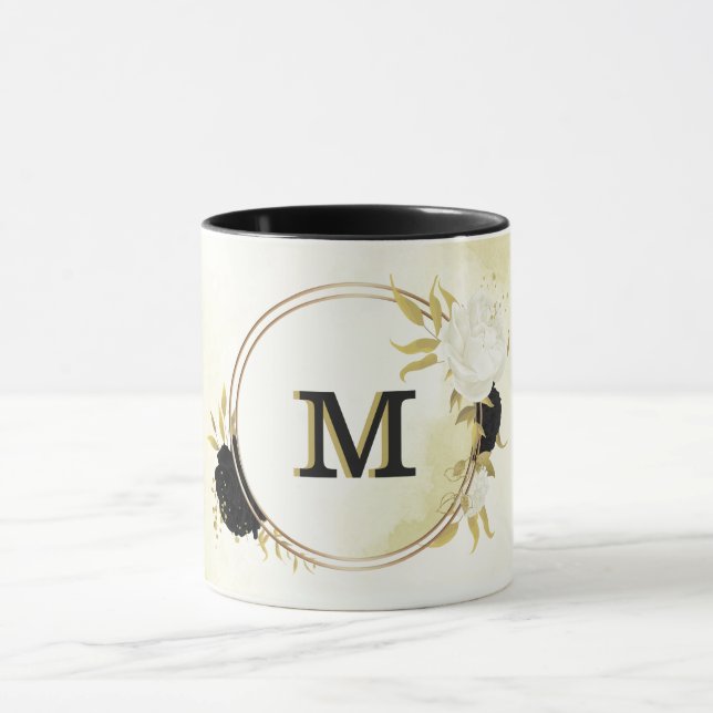 Mug or floral noir et blanc (Centre)
