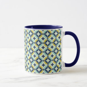 Mug Or géométrique et motif bleu