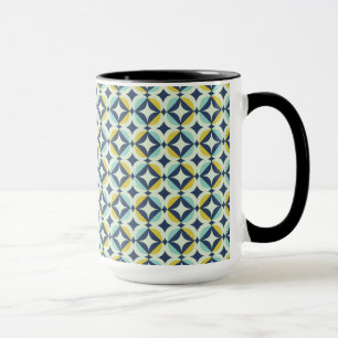 Mug Or géométrique et motif bleu