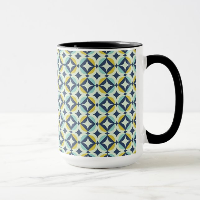Mug Or géométrique et motif bleu (Droite)