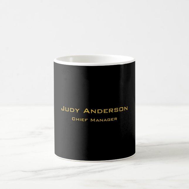Mug Or Moderne Élégant Professionnel Doré et Noir (Centre)