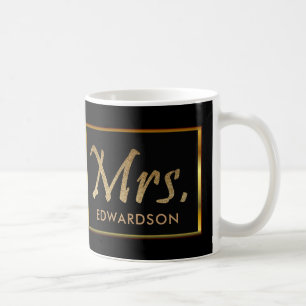 Mug Or moderne et Mme noire mariage personnalisé