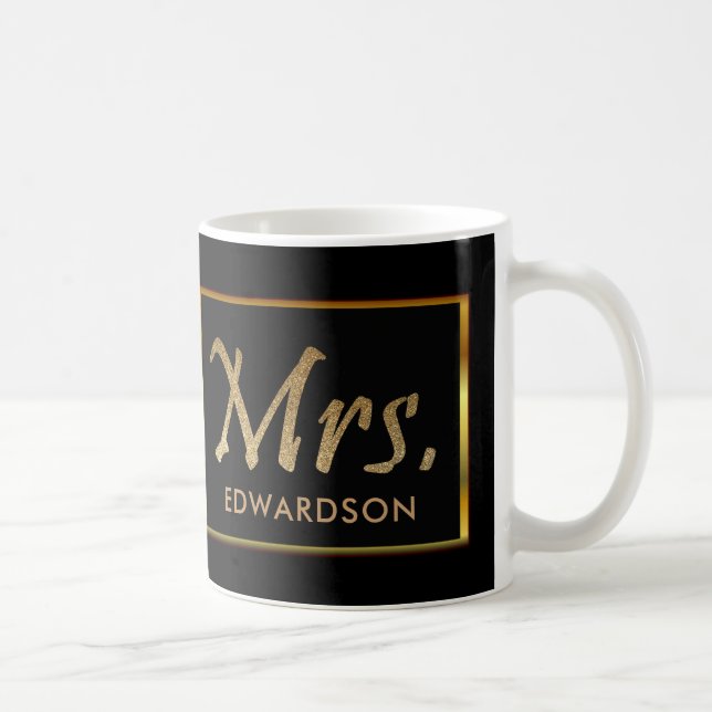 Mug Or moderne et Mme noire mariage personnalisé (Droite)