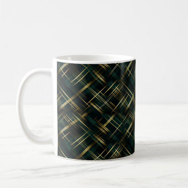 Mug Or Moderne Et Vert Foncé Plaid (Gauche)