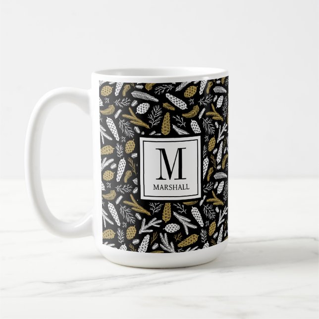 Mug Or Monogramme Nom Noël Vacances (Gauche)