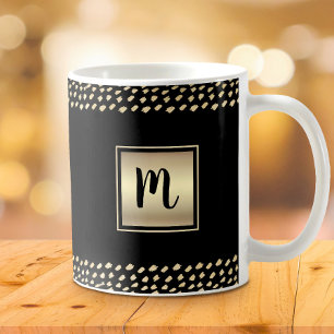 Mug Or monogramme script gras en feuille d'or noir chi
