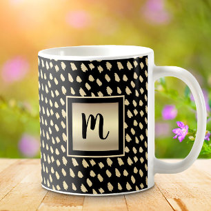 Mug Or monogramme script noir points moderne luxe