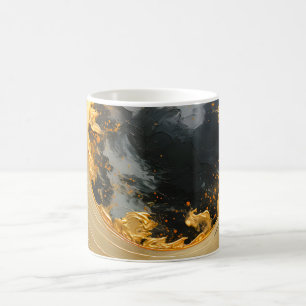 Mug Or noir Abstrait Tourbillon Lune Moderne