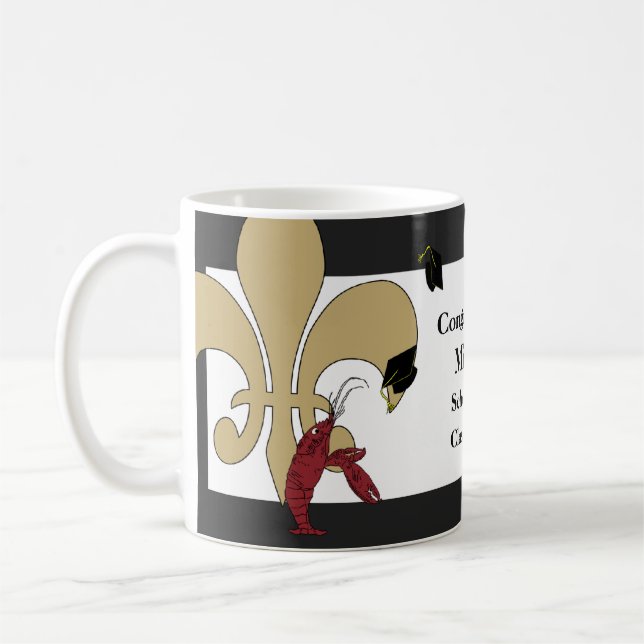Mug Or noir de Crawfish Fleur de Lis Graduation (Gauche)
