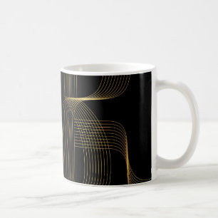 Mug Or, noir, élégant, cool, art de ligne tendance uni