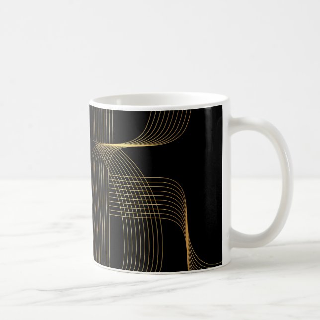 Mug Or, noir, élégant, cool, art de ligne tendance uni (Droite)