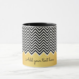 Mug OR noir et FAUX moderne Chevron Custom TEXT
