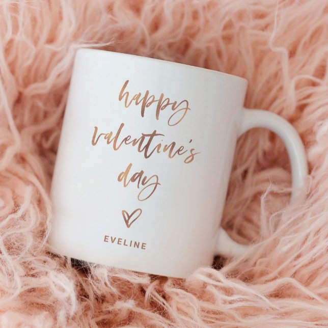 Mug Or Rose Faux | Script Décontracté et coeur Valenti (A simple and stylish Valentine's Day mug)