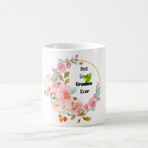 Mug Or rose Floral Meilleur Grand Grand Grand Grand-Mè