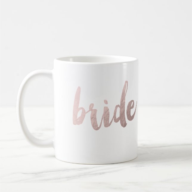 Mug or rose "jeune mariée " de faux clair élégant (Gauche)