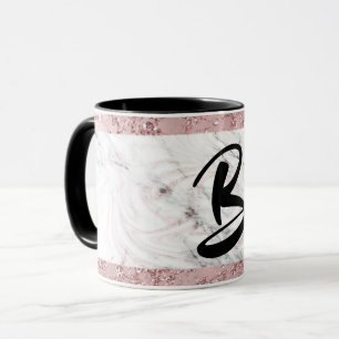 Mug Or Rose Moderne Marbre & Paillettes Décoratif