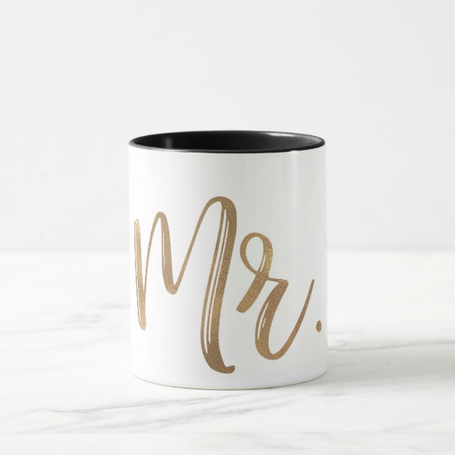 Mug Or & Typographie Monsieur Moderne Minimal Type (Centre)