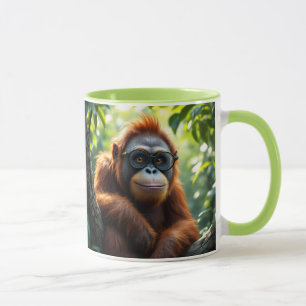 Mug Orang-outan au regard malicieux avec lunettes.