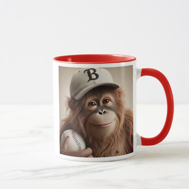 Mug Orang-outan joueur de baseball avec casquette. (Droite)