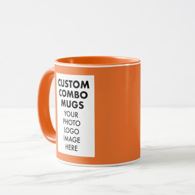 Mug Orange 4:6 Portrait Frame 2 x Photo Custom Combo (Devant gauche)