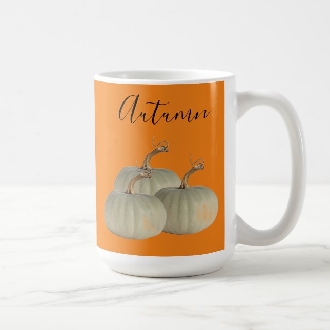 Mug Orange Automne Blanc Citrouilles Thanksgiving (Droite)