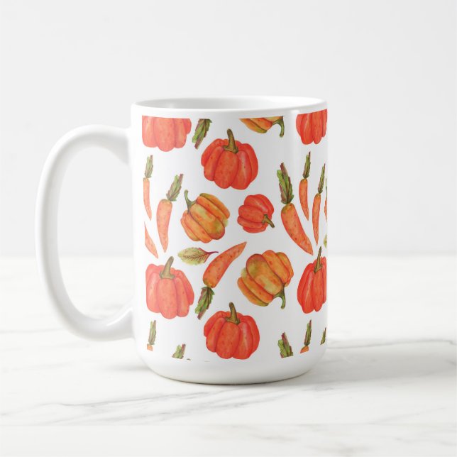 MUG ORANGE AUTOMNE CITROUILLES & CARROS (Gauche)