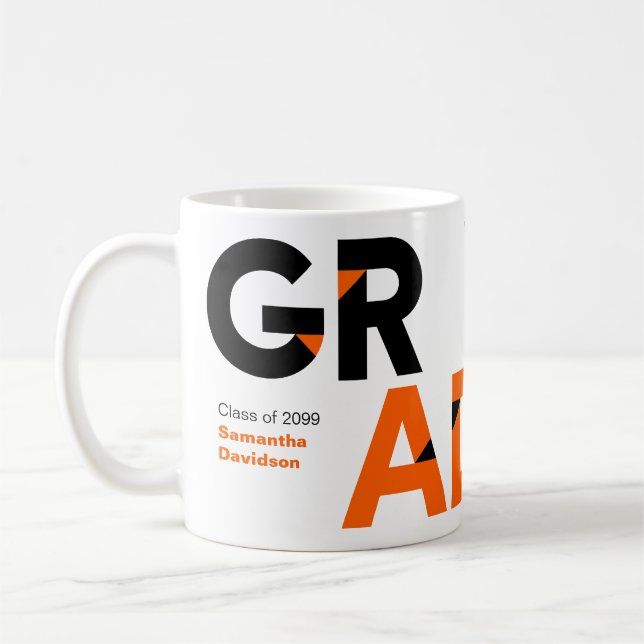Mug Orange Big Bold Angle-Cut Lettres Graduation (Gauche)