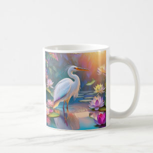 Mug Orange Billed White Heron Imaginaire Bird