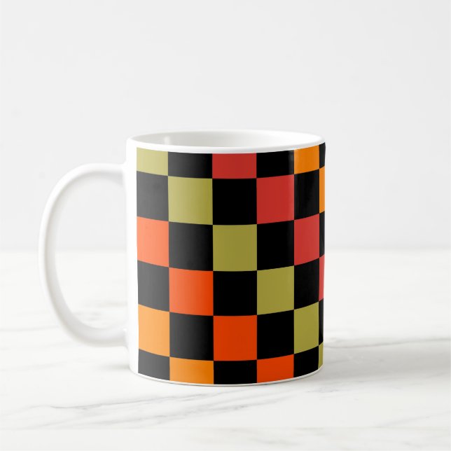 Mug Orange Black À damiers En vichy Motif (Gauche)