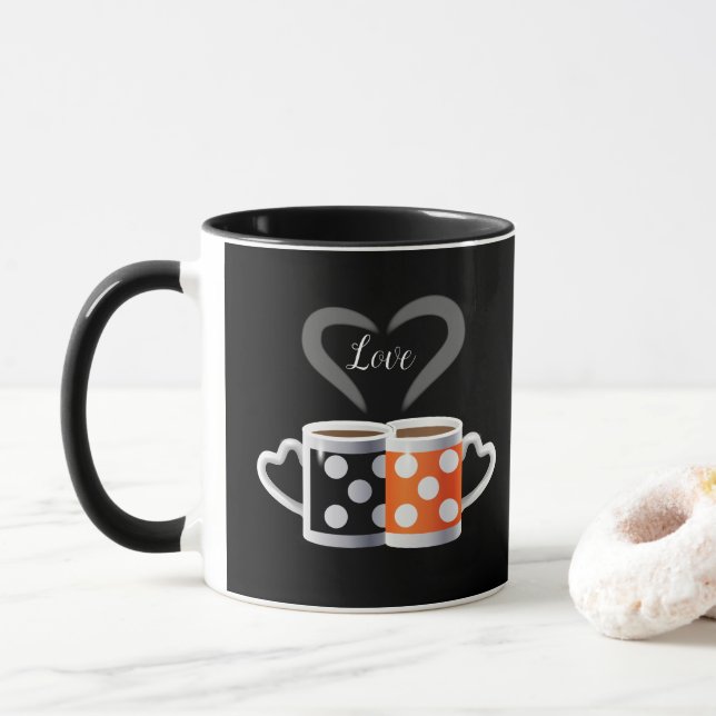 Mug Orange + Black Coffee Color Design tendance POP AR (Avec donut)