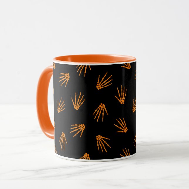 Mug Orange Bones Elégant Halloween Vintage (Devant gauche)