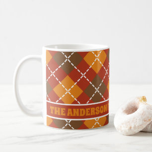 Mug Orange Brown Automne Jacquard Personnalisé Famille