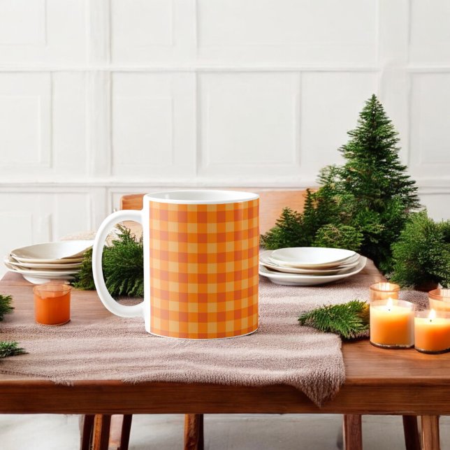 Mug Orange Buffalo Plaid Holiday (Créateur téléchargé)